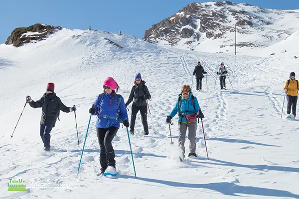 ciaspolata in discesa